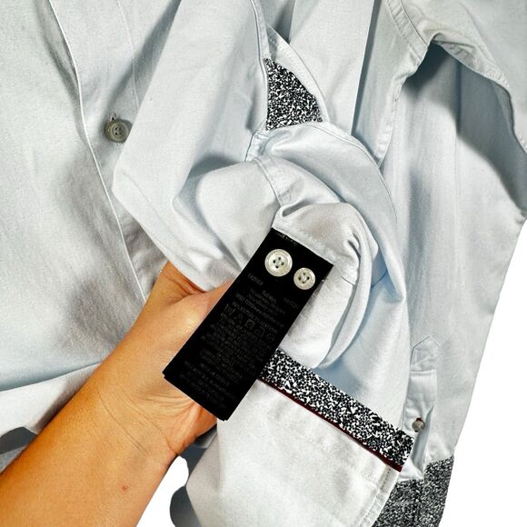 Ted Baker Modern Fit Blue Long Sleeve Button Down Shirt Cotton Mens Size 16.5 - Picture 4 of 5